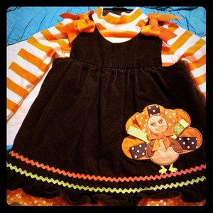 Rare Editions Thanksgiving Turkey dress 12 months